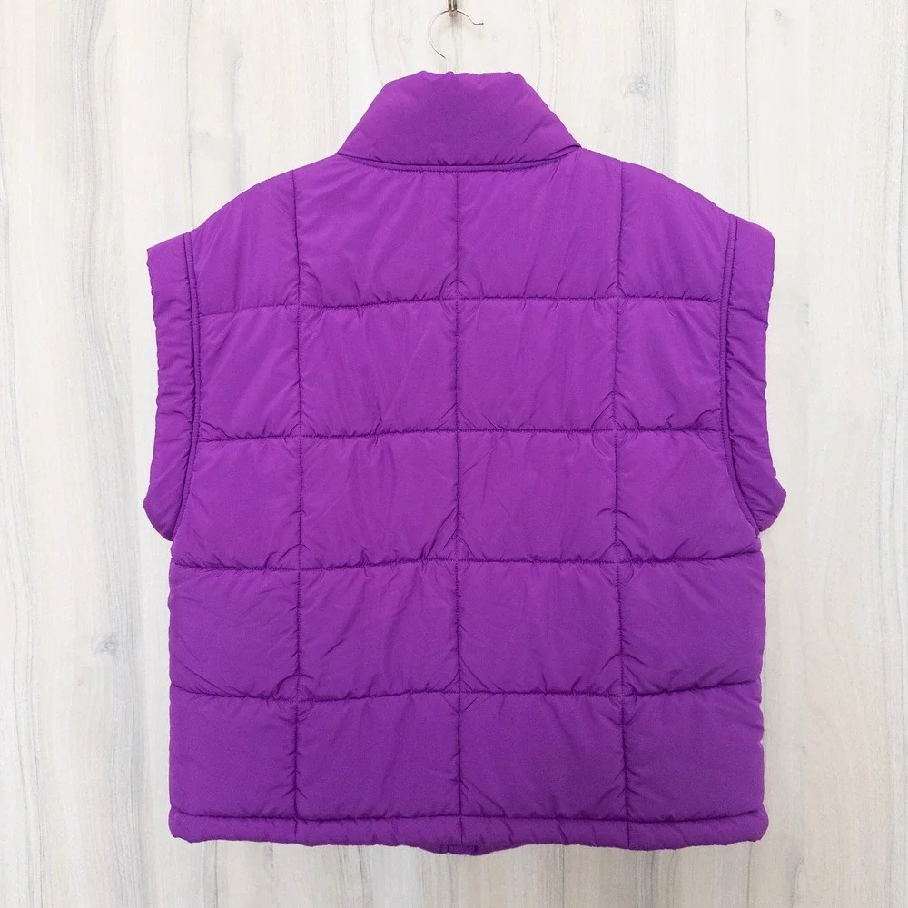 Fabletics Womens Puffer Vest Size S Purple Oversized Quilted Athletic Sporty‎